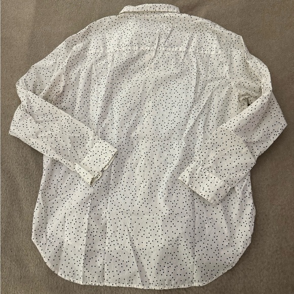 Madewell Oversized White W/Black Mini Polka Dot Long Sleeve Button Up Shirt Lg - Picture 7 of 9